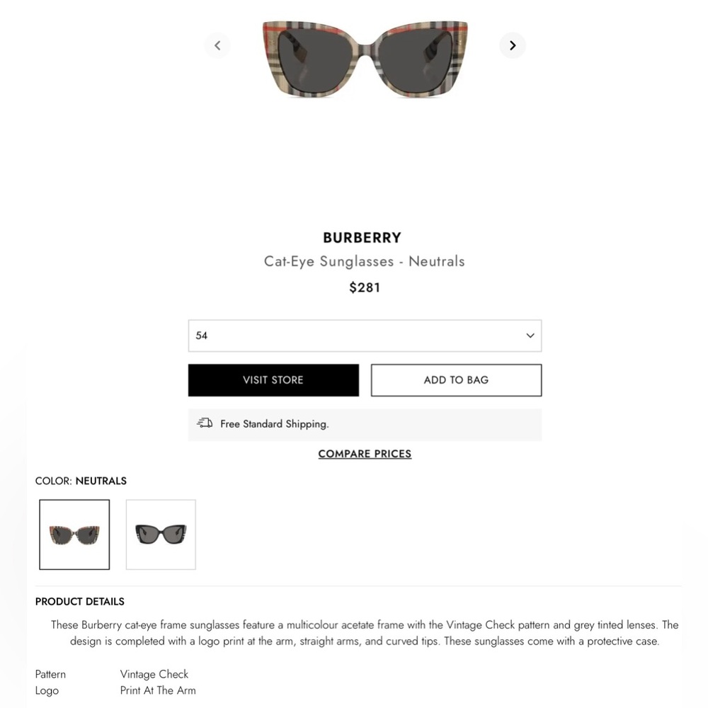 CLASSIC BURBERRY CAT- EYE FRAME SUNNIES IN THEIR CHECK PATTERN SIGNATURE STYLE - Picture 12 of 16